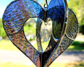 Cuore che gira con l'abbellino di cristallo / Regalo per la festa della mamma /