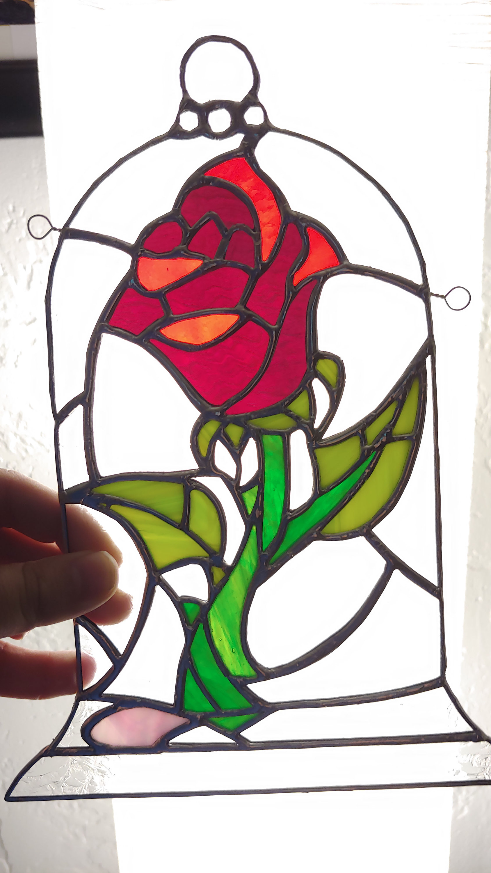 魔法のバラ | 美女と野獣 | ステンドグラスパネル | ロマンチックな