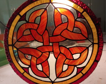 Flamedance Celtic Knot Stained Glass | Ready to Ship