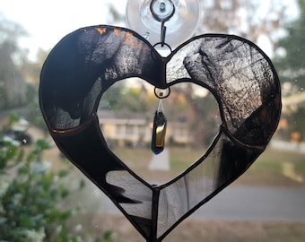 Heart Suncatcher with Crystal | Mother&#39;s Day Gift Idea | Valentine Stained Glass
