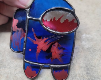 Someone's Suspicious | Crewmate Imposter | Among Us | Video Game Art | Stained Glass Suncatcher