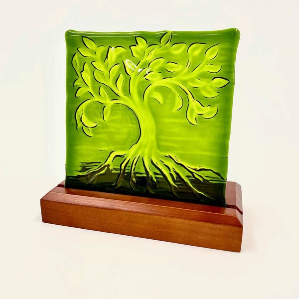Mini Prismtree of Life Plate | Painted Glass Art | Slumped Tree Plate | Kiln Glass Work | Customizable