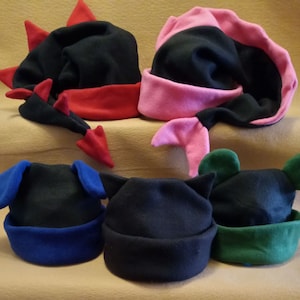 Fleece Hats ~ Dragon, Mermaid, Puppy, Cat, Teddy Bear