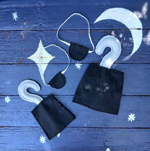 Pirate Hook and Eyepatch Set Kids and Adult Sizes