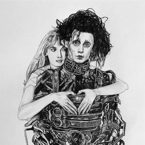 Edward Scissorhands Johnny Depp Winona Ryder limited edition signed numbered original sketch Gicleé art prints