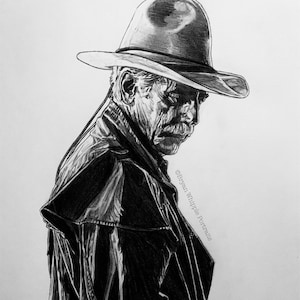 Sam Elliot Western/Cowboy film legend original sketch Gicleé art prints