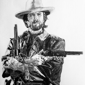 Clint Eastwood sketch portrait limited edition signed numbered Gicleé art prints