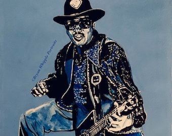 Bo Diddley begränsad upplaga signerad numrerad originalmålning Giclée-konsttryck