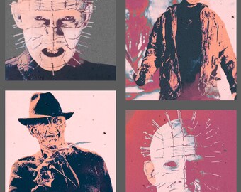 Hellraiser Pinhead/ Freddy Krueger/ Jason Friday 13th popart édition limitée signée Giclée numérotée