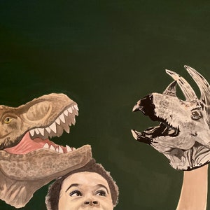 Micah Puppet Theater Presents … Jurassic Park/Jaws original paintings limited edition signed numbered Gicleé art prints