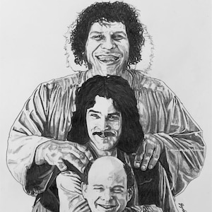 La princesa prometida, André el gigante, Mandy Patinkin, Wallace, Shawn, boceto original, edición limitada, firmado, numerado, impresiones artísticas Gicleé