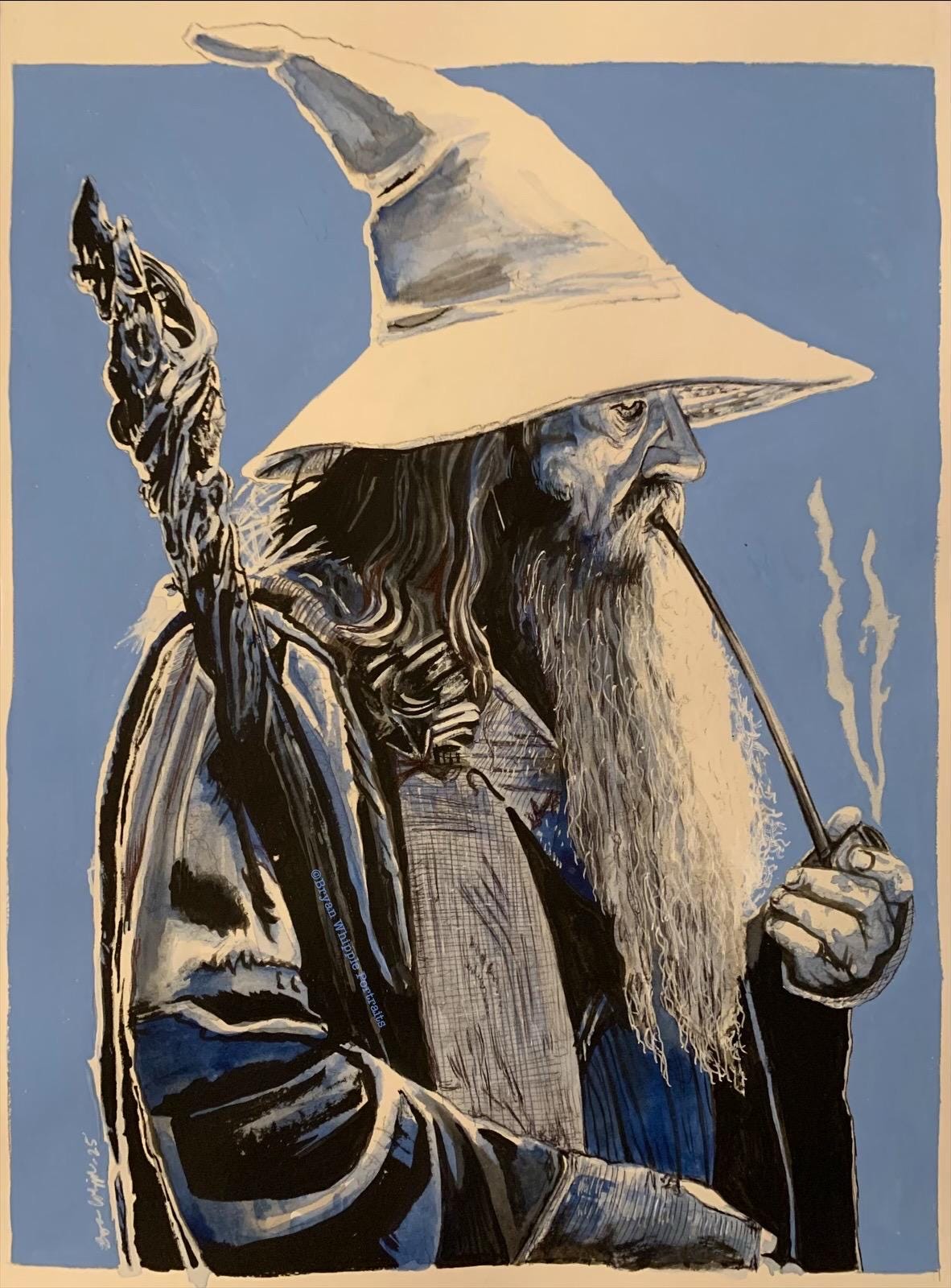 Gandalf the Hobbit Lord of the Rings Original Painting Gicleé Sign