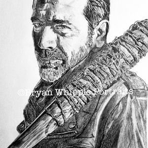 Negan Walking Dead sketch portrait print