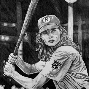 Geena Davis as Dottie Hinson in A League of Their Own Rockford Peaches Limited Edition hand signed/numbered sketch art Giclee prints