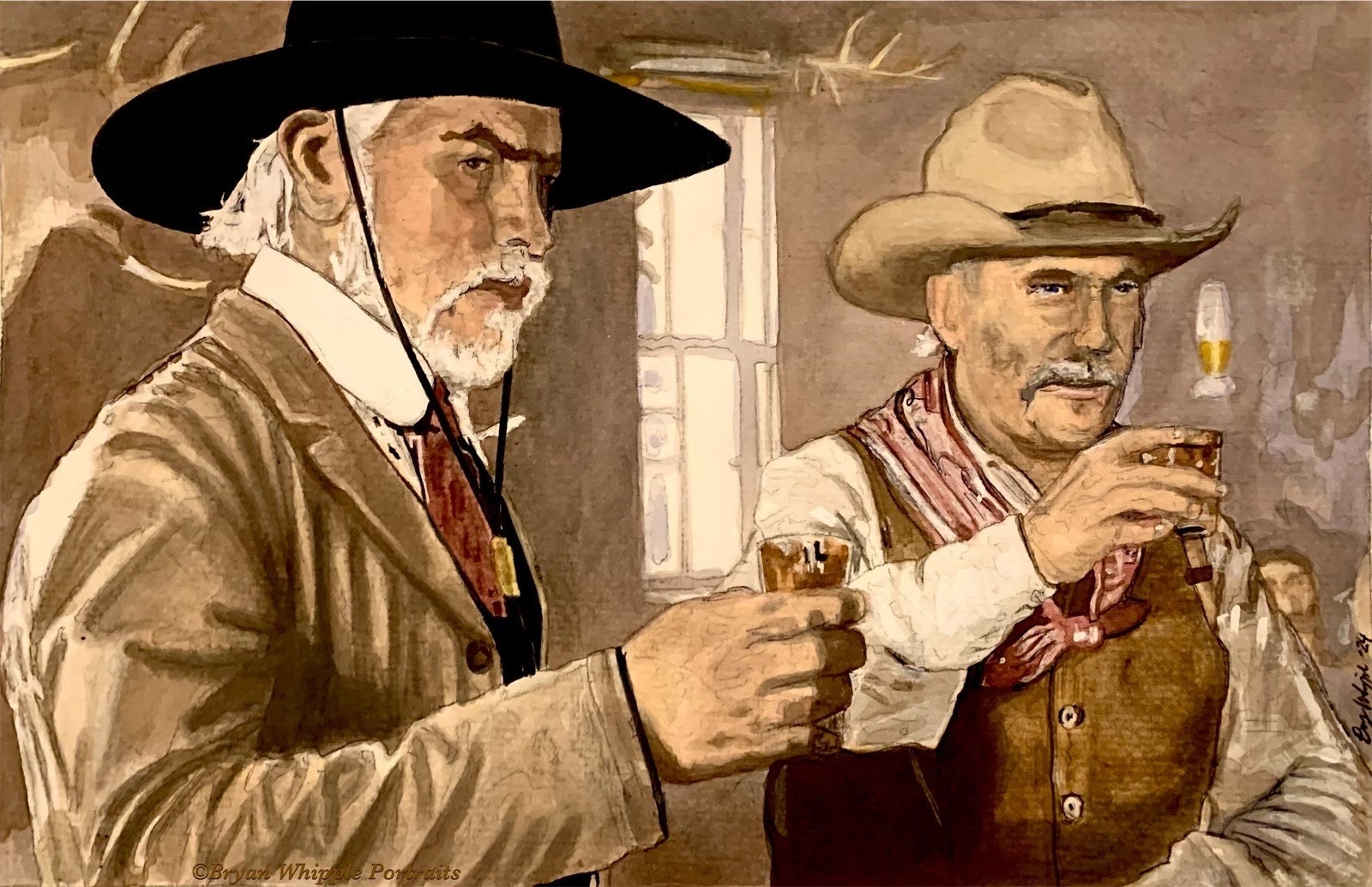 Woodrow Call and Gus Mccrae Lonesome Dove Portrait Painting