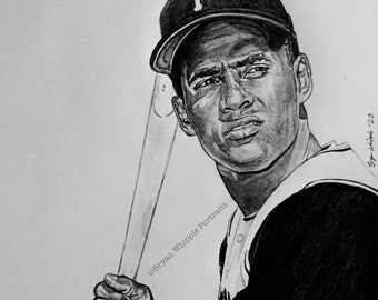 Roberto Clemente Pittsburgh Pirates Baseball Limited Edition hand signed/numbered art sketch Giclee prints