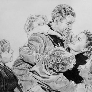 It’s a Wonderful Life Jimmy Stewart Donna Reed Christmas Limited Edition hand signed/numbered art sketch Giclee prints