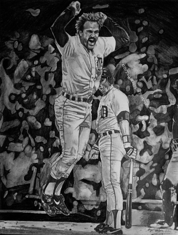 Kirk Gibson Detroit Tigers 1984 World Series Home Run Limited Edition hand  signed/numbered art sketch Giclee prints