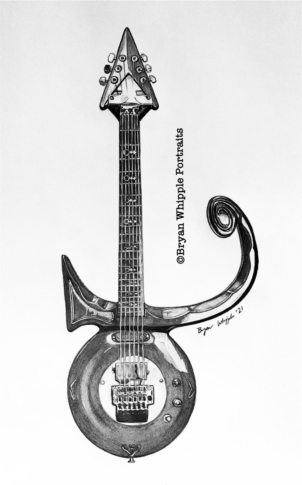 プリンスシンボルギターオリジナルスケッチジクレーアートプリント