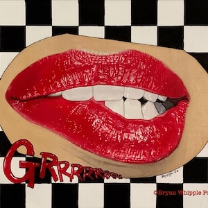 Pintura original Pop Art “GRRRRRRRRR” LABIOS, edición limitada, impresiones artísticas Giclée firmadas y numeradas.