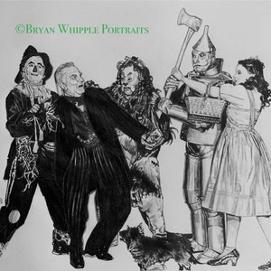 Wizard of Oz Dorothy Judy Garland Scarecrow Wizard Lion Tin Man Toto original sketch Gicleé art prints
