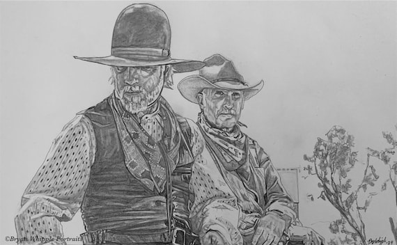 邦楽 Chiaroscuro Lonesome Dove Woodrows Woodrow Call and Gus Mccrae Lonesome Dove Sketch Portrait Limited