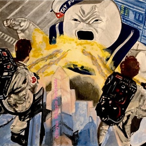 Ghostbusters Stay Puft Marshmallow Man original painting Gicleé art prints