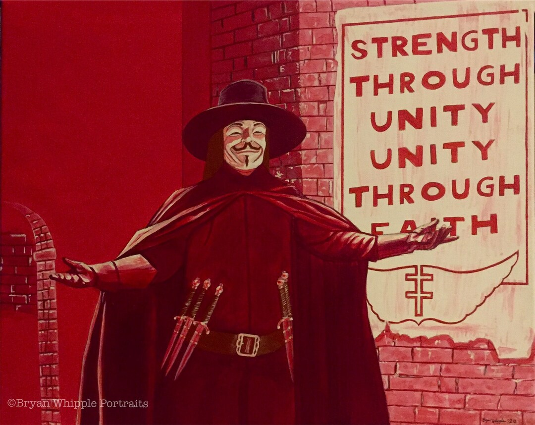 V de Vendetta Edición limitada firmada a mano / numerada pintura acrílica  impresiones Giclée - Etsy México, image size:1080x858