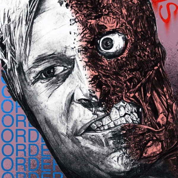 Two Face Aaron Eckhart Dark Knight sketch art portrait Giclee prints