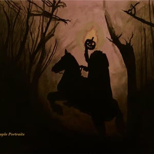 Sleepy Hollow Headless Horseman jack-o’-lantern original painting Gicleé art prints