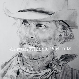 Gus McCrae Lonesome Dove sketch portrait limited edition signed numbered Gicleé art prints