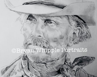 Gus McCrae Lonesome Dove sketch portrait limited edition signed numbered Gicleé art prints