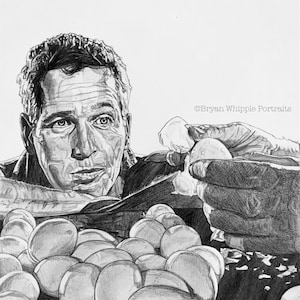 Paul Newman Cool Hand Luke 50 Eggs original sketch Gicleé art prints