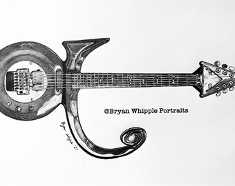 プリンスシンボルギターオリジナルスケッチジクレーアートプリント