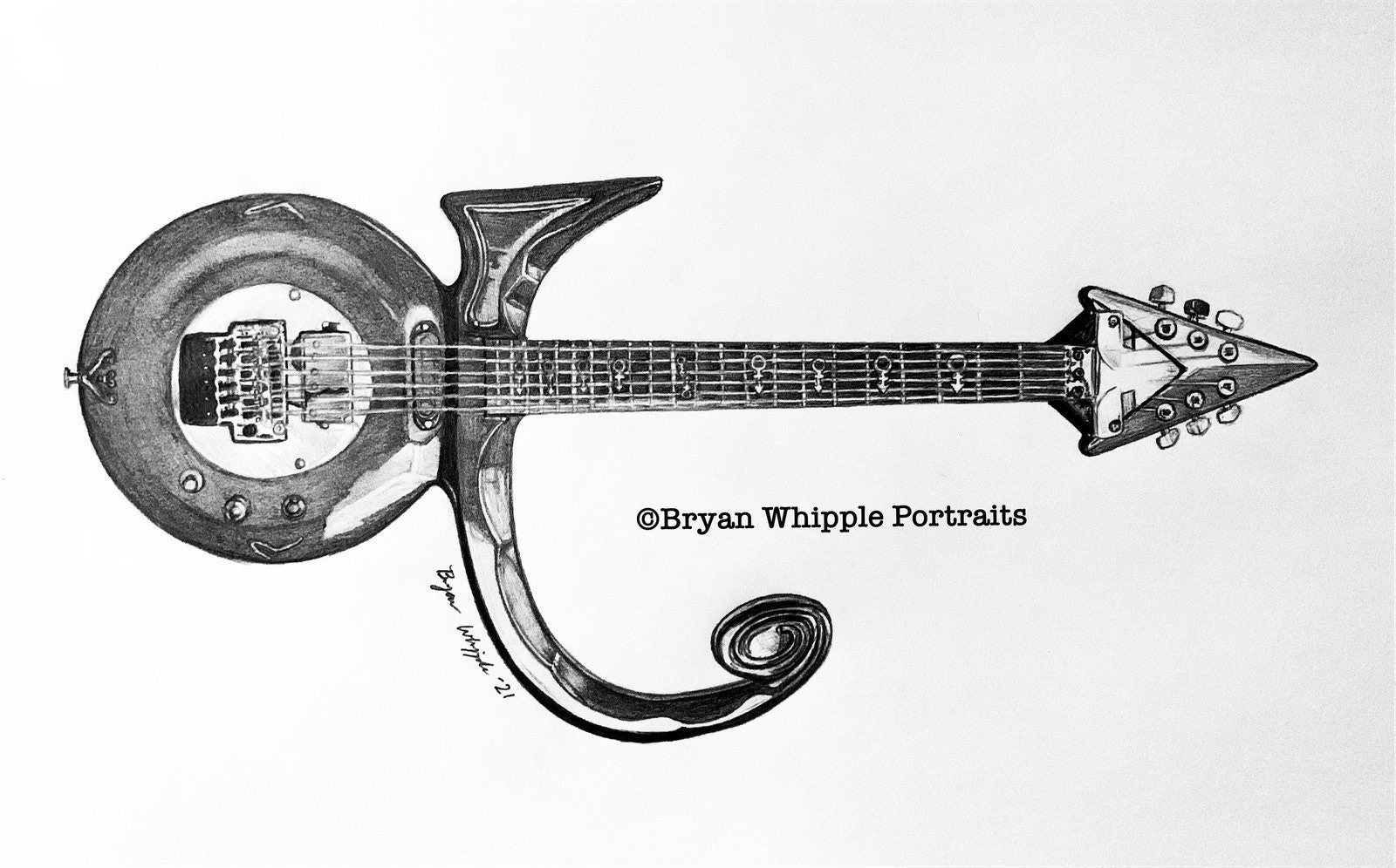 プリンスシンボルギターオリジナルスケッチジクレーアートプリント