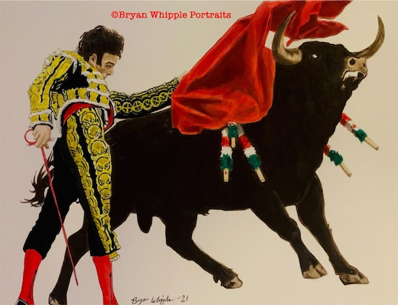 【レオニード・アフレモフ風】油絵 闘牛士 男性 版画シリーズ：「エル・トロ・イ・ラ・ウルティマ・リサ」または「雄牛
