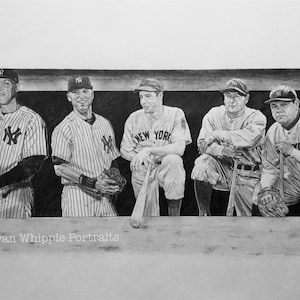 New York Yankees “Next Man Up” Limited Edition hand signed/numbered art Giclee prints Derek Jeter Aaron Judge Babe Ruth DiMaggio Gehrig