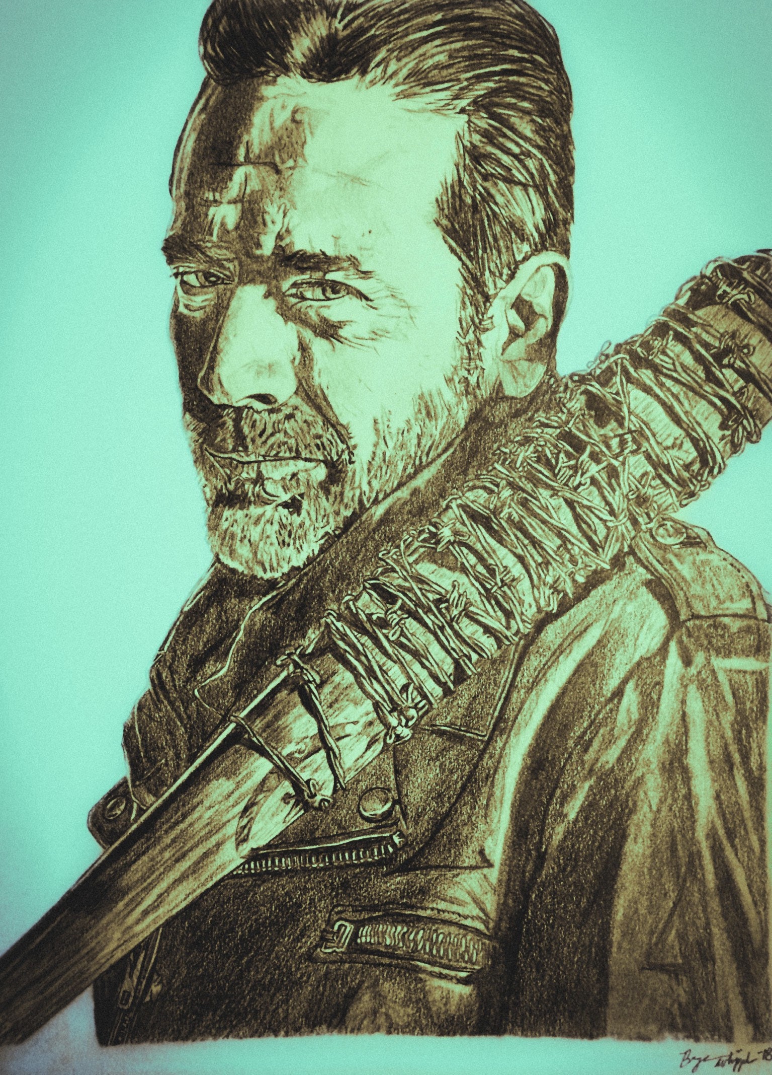 Negan Walking Dead Sketch Portrait Print - Etsy