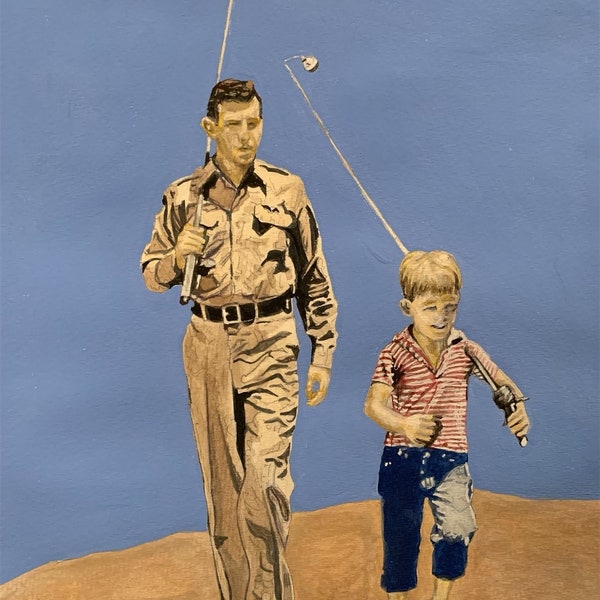 Andy and Opie Taylor painting Andy Griffith Show original art Gicleé prints