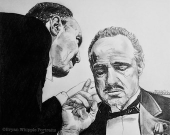 Godfather Limited Edition hand signed/numbered portrait art Giclee prints Marlon Brando