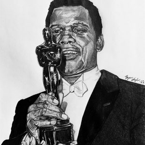 Sidney Poitier original sketch limited edition signed numbered Gicleé art prints