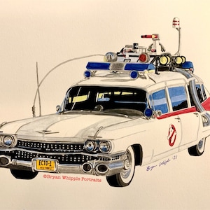 Ghostbusters Ecto-1 59 Cadillac Miller-Meteor Futura Duplex Car Painting Gicleé art prints