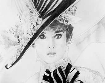 Audrey Hepburn Eliza Doolittle My Fair Lady Limited Edition hand signed/numbered sketch art Giclee prints