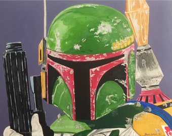 Boba Fett Star Wars original acrylic painting art Gicleé art prints