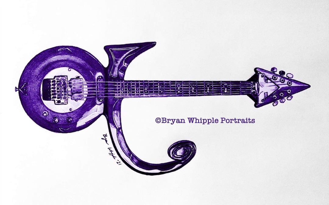 プリンスシンボルギターオリジナルスケッチジクレーアートプリント