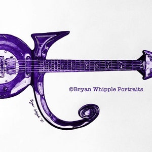 Símbolo do príncipe Guitarra esboço original Gicleé impressões artísticas
