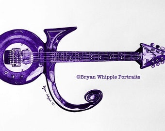 プリンスシンボルギターオリジナルスケッチジクレーアートプリント