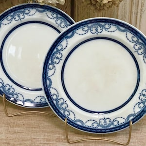 Flow Blue, Burgess & Leigh Middleport Pottery, England “Belvora” No 606254, 2 dinner plates