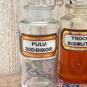 Antique French apothecary bottle with label and glass stopper @1850-1900