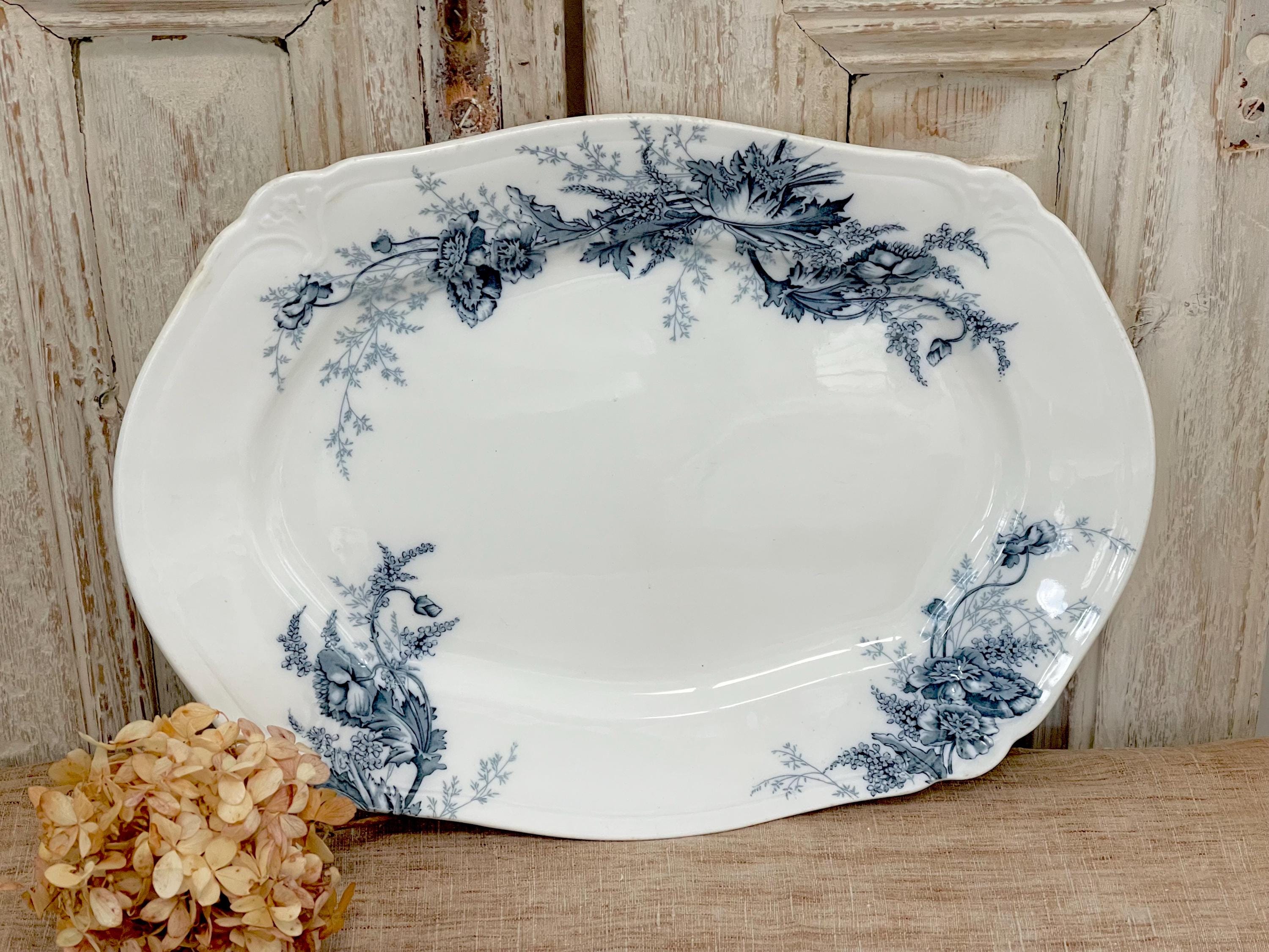 Antique English Johnson Bros Platter “paris” Pattern With Blue
